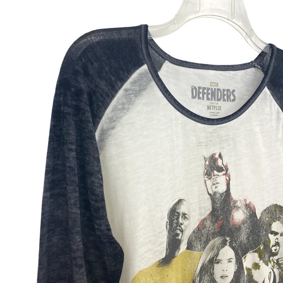 MARVEL NETFLIX The Defenders Burnout Raglan Colorblock 3/4 Sleeve Shirt Size L - Picture 5 of 14